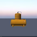 Industrial Storage Tanks Setup With Yellow Containers Blue Barrels Ladder And Platform