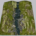 Waterfront Landscape Featuring Lush Green Vegetation Rocky Terrain And Serpentine Water Body With Connecting Pathways