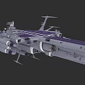 Detailed Sci Fi Warship 3D Model Featuring Large Deck Weapon Systems And Thrusters
