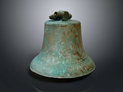 Antique Bronze Bell With Green Patina Vintage Design Home Decor Accent Piece 3d model