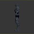 Futuristic Character Wearing Blue Silver Armor With Intricate Design Standing Pose 3d model