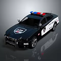 Black White Police Car With Emergency Lights Badge Decals And Grille