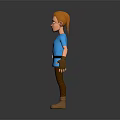 Game Movie Character With Orange Hair Blue Shirt And Brown Pants Boots Gloves