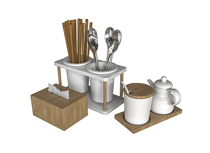 cutlery seasoning bottle chopsticks 3d model