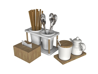 cutlery seasoning bottle chopsticks 3d model