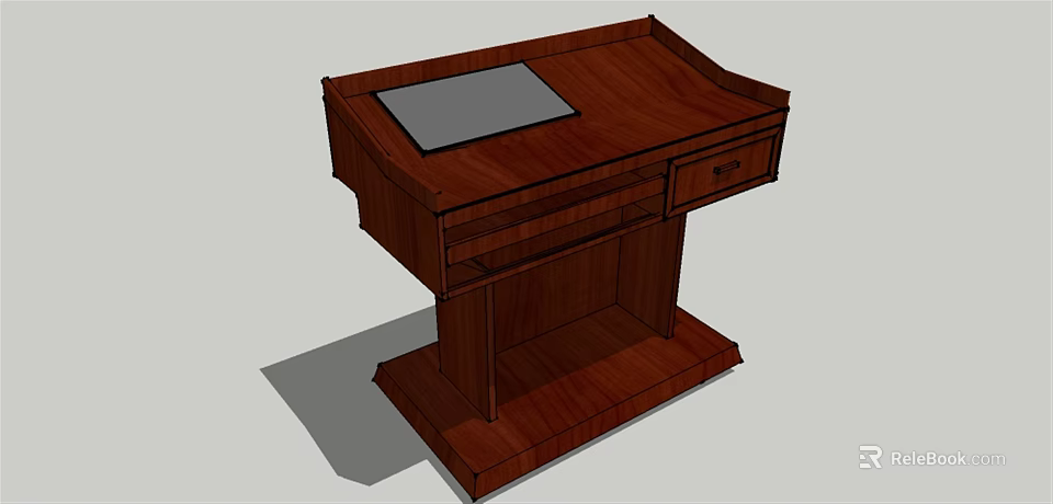 Sturdy Wooden Functional Desk with Single Drawer and Smooth Writing Surface 3d model 