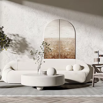 Quiet sofa tea table combination 3d model