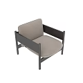 Modern Single Sofa With Beige Cushion And Dark Gray Frame Design 3d model