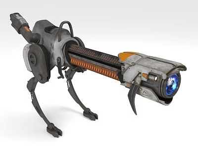 Smart Machine Featuring Mechanical Legs Long Barrel Blue Light Industrial Design 3d model