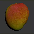 Single Vibrant Fresh Ripe Mango With Red And Yellow Skin On Dark Background