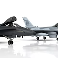 Detailed F18 and F16 Fighter Jet Models Showcased on White Surface