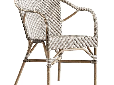 Modern Wicker Outdoor Chair With Armrests And Natural Rattan Frame Design 3d model
