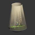 Game Character Sitting Near Signpost On Grassy Platform With Sunlight Beams