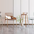 Stylish Lounge Chairs with Transparent Acrylic and Metal Frames in Modern Interior with Green Decor