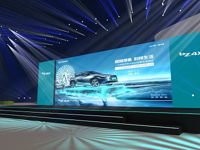 Ultimate Stage Setup With Blue Lights Large Screen Car Display Tech Life Theme 3d model