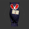 Cute Purple Owl with Red Eyes Holding White Envelope with Red Seal