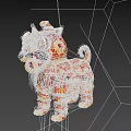 Traditional Chinese Lion Dance Outfit With Ornate Red Gold Patterns And Fluffy Mane