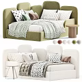 Soft Modern Kids Bed With Cozy Pillows And Safe Mattress For Children