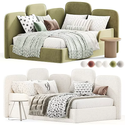 Soft Modern Kids Bed With Cozy Pillows And Safe Mattress For Children 3d model