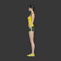 3D Rendered USA Athlete Wearing 1985 Number Vest Green Shorts And Yellow Shoes