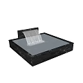 Elegant Garden Water Fountain with Black Marble Square Basin and Flowing Water