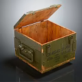 Vintage Green Wooden Box With Open Lid Metal Clasps And Wooden Interior