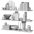 Modern Decorative Ornament Set For Shelf Display With Vases Sculptures And Candle Holders
