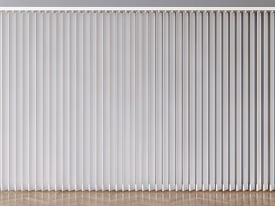 White Vertical Blinds Neatly Arranged in Indoor Space with Wooden Floor 3d model