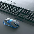 Ergonomic Wired Computer Keyboard And Blue Mouse With LED Lights For Gaming Use