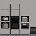 Modern Built in Kitchen Appliances In Sleek White Cabinets With Oven And Microwave