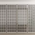 Modern Glass Room Divider With Grid Design And Decorative Panels For Interior Space