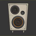 Modern Teal And Beige Computer Speaker With Dual Speakers And Stand Design
