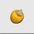 Whole Ripe Yellow Persimmon Fruit with Green Calyx on White Background