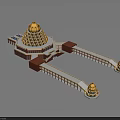 Ancient Architecture With Golden Lotus Roof Long Corridors And Small Towers
