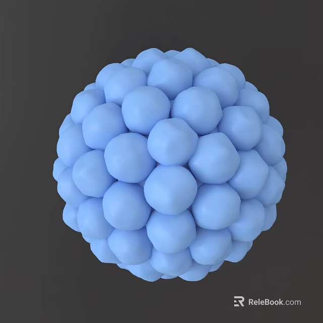 Blue Sphere Molecular Model With Multiple Spherical Components For Educational Decor 3d model 