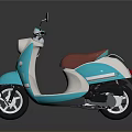 Light Blue Vintage Scooter With Pink Seat And Shiny Reflective Surface