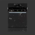 Black Kitchen Stove With Multiple Burners Control Panel And Oven Appliance