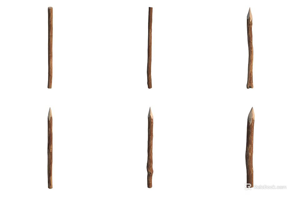 Natural Stone Wood Sticks with Rustic Texture for Home Decoration Use 3d model 
