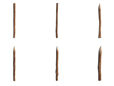 Natural Stone Wood Sticks with Rustic Texture for Home Decoration Use 3d model