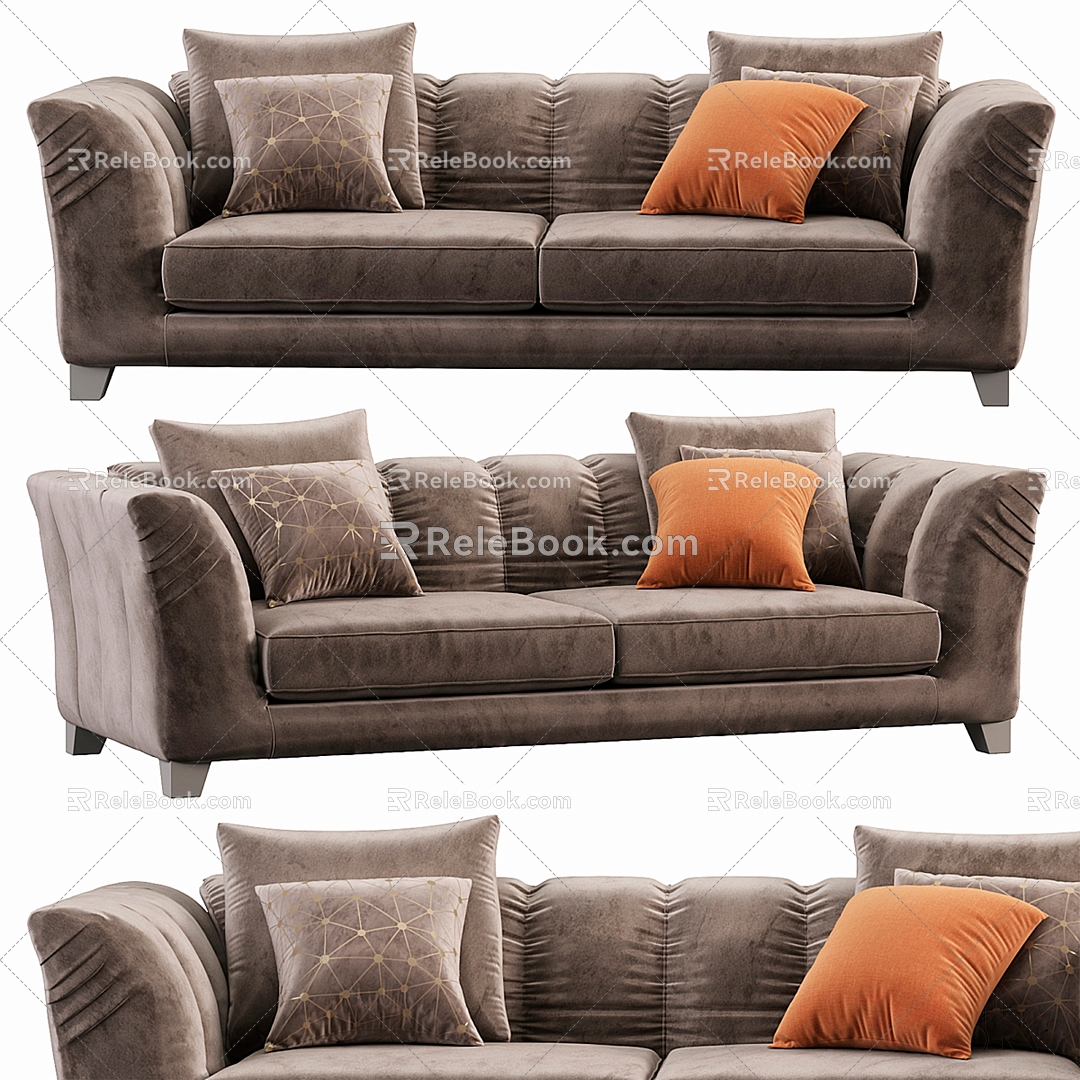 Girogiocollection European-style plush three-seat sofa 3d model