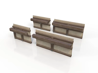Train Track Components With Brown And Beige Multiple Units Design 3d model