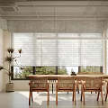 Modern Meeting Room Interior Design With Wooden Table Chairs Large Windows And Hanging Lights