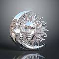 Silver Moon And Sun Face Design Decorative Daily Life Accessory 3d model