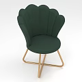 Green Scallop Back Leisure Chair With Gold Metal Legs Modern Design