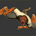 Tiger Character In Martial Arts Pose Wearing White Shirt Khaki Pants On Gray Gradient Background