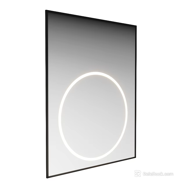 Modern Illuminated Wall Mirror With LED Ring And Black Frame Design 3d model 