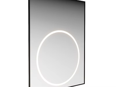 Modern Illuminated Wall Mirror With LED Ring And Black Frame Design 3d model