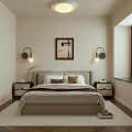 Modern Bedroom Interior Design With Double Bed Nightstands Wall Lamps And Area Rug