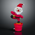 Plush Santa Claus Character Standing In Red Pot With White Beard And Red Hat