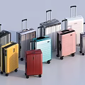 Assorted Stylish Multicolored Suitcases In Different Sizes With Telescopic Handles And Rolling Wheels